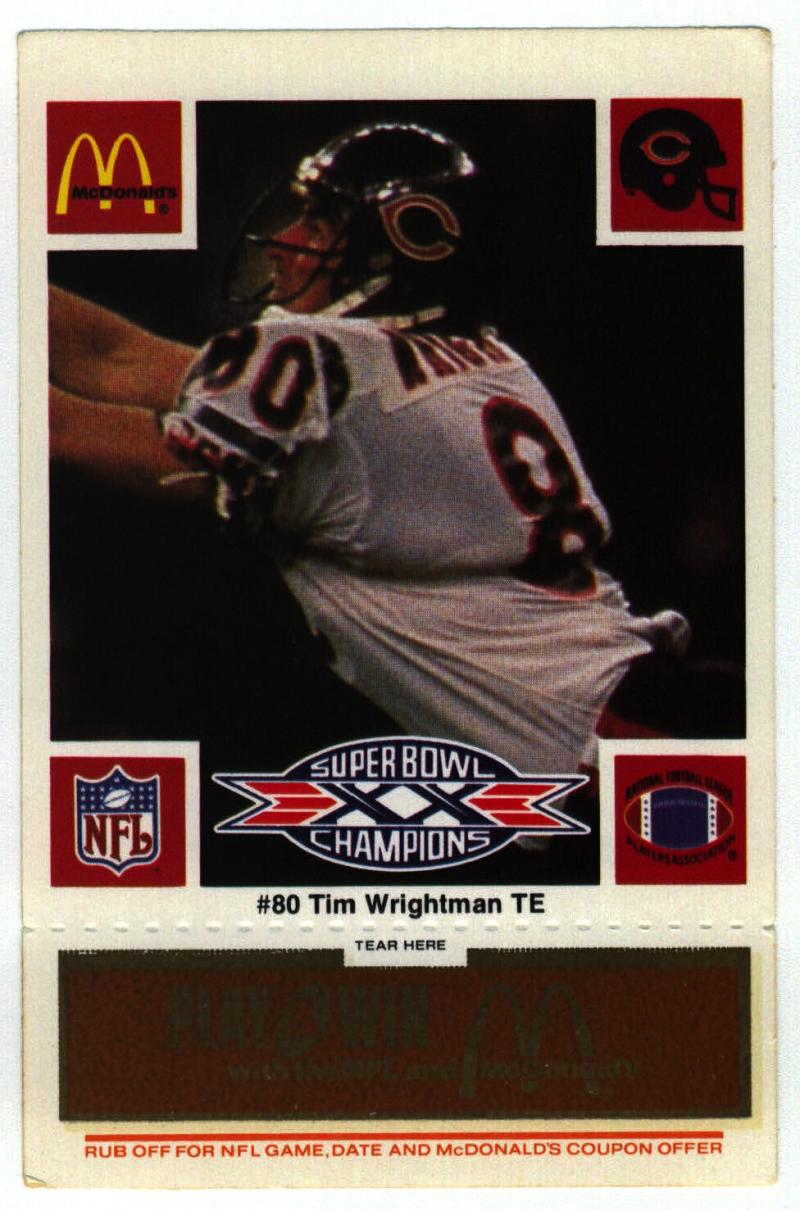 1986 McDonald's Bears  #80 Tim Wrightman   